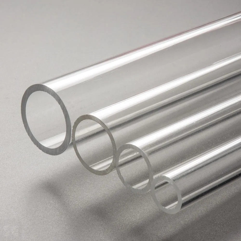 Tubos de metacrilato transparentes y de colores para decoración y señalética